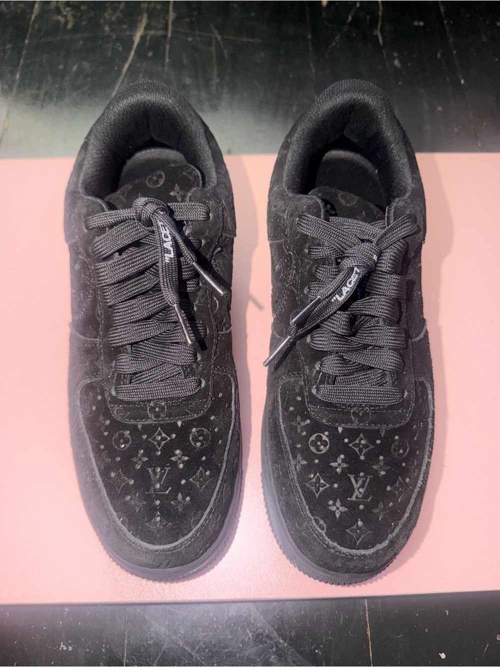 Louis Vuitton Black Suede Monogram Low-Top Sneakers